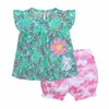 Comercio Exterior Ropa Infantil Verano Nuevo Transfronterizo Al por Mayor Hombres y Mujeres Bebé Manga Corta Pantalones Cortos Camiseta Conjunto de Dos Piezas