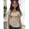 Camiseta Elegante Juvenil de Manga Corta Ajustada para Mujer Primavera y Verano 2026 Nuevo Modelo Gris Cuello Redondo Hombro Normal Top Estudiante