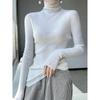 Nuevo Jersey de Punto de Lana Pura para Otoño e Invierno 2024 para Mujer con Versión Regular Jersey de Punto de Cuello Alto Camisa Base