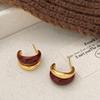Outono e inverno, nova chegada, Ankora, vermelho, ouro, contraste, dupla cor, brincos, cobre, banhado, ouro real, ano novo, vermelho, esmalte, brincos