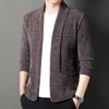 Manzbo Chenille Cardigan grosso homens outono de alta qualidade moda casual cor sólida suéter de meia-idade elegante