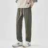 Pantalones Casuales de Algodón Puro Estilo Americano High Street para Primavera y Otoño, Tendencia Holgados Rectos Multibolsillos Cargo, Pantalones Largos Versátiles de Pierna Ancha