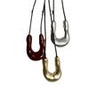Collar de Herradura de Metal en Forma de U para Mujer, Primavera y Verano, Cadena Larga de Lujo Ligero Nicho con Colgante, Sensación de Alta Gama, Cadena para Suéter