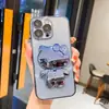 Funda de Teléfono Totalmente Chapada con Soporte de Gato KT y Espejo de Maquillaje para Chicas, Funda de Teléfono con Soporte Horizontal de Escritorio de Moda