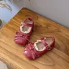 Zapatos pequeños de piel con ribete de encaje, nueva colección primavera/otoño 2026, zapatos de princesa para niña estilo coreano con lazo, Mary Janes planos de suela blanda
