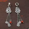 Plata de Ley Mariposa Flor de Loto Calabaza de Bendición Capullo de Flor Borla Colgante Accesorios Retro DIY Hecho a Mano Accesorios con Cuentas