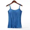 Camisola de Modal para Mujer Verano con Copas Integradas Versátil Ropa Exterior Camisa Base Ropa Interior con Almohadilla para el Pecho Incorporada Top