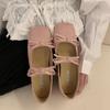 Sapatos de Ballet Rosa Quadrados Novos Estilo Coreano Moda Estilo Francês Laço Estilo Fada Sapatos Mary Jane Femininos