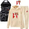 Comércio Exterior Outono e Inverno Conjunto de Três Peças de Moletom com Capuz, Calça de Moletom e Colete de Algodão Masculino e Feminino para Casais Roupa Casual com Forro de Lã
