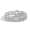 Pulsera Cubana Nariz de Cerdo Burbuja Tres-a-Uno de 15 mm Europea y Americana Pulsera de Zirconia Hip-Hop de Moda para Hombre Joyería al por Mayor