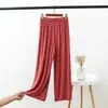 Pantalones de pierna ancha de algodón modal de cintura alta para mujer, primavera y verano, holgados, drapeados, rectos, casuales, adelgazantes, cropped