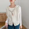 Nuevo Cárdigan de Punto con Capucha Grueso de Siete Agujas 100% Lana para Otoño e Invierno 2025, Suéter sin Mangas de Color Puro con Doble Cremallera para Mujer