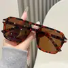 Nuevas gafas de sol elegantes y versátiles para hombres y mujeres, tendencia europea y americana, populares en línea, gafas de sol rectangulares pequeñas de doble puente