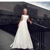 Vestido de Banquete Europeo y Americano Sencillo Satén Ajustado Vestido de Novia Moda Ajustado Princesa Espalda Descubierta con Cola Vestido de Novia Mori