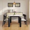 Patas de Pizarra Color Crema para Mesa de Comedor para Uso Doméstico, Rectangular para Apartamento Pequeño, Estilo Retro Mediados de Siglo, Madera de Fresno Blanco, Madera Maciza, Mesa de Comedor