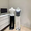 Pantalones de Encaje Holgados 4.0 Rectos Estrechos de Punto Casuales para Mujer de Seda Relajados 2025 Nuevo Estilo Pantalones Largos Florales Grises