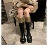 Versión de Piel de Vaca, Bloques de Color de Moda, Punta Redonda, Suela Gruesa, Tacón Grueso, Piel Genuina, Botas de Media Caña para Mujer, Estilizadoras, Botas de Montar para Mujer, Otoño e Invierno