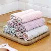 Toalha de lavar louça de lã coral de cozinha pano de prato sem óleo de dupla camada impresso pano de lavar louça absorvente de dupla face esfregão grosso