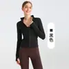 Top de Yoga Ajustado con Cremallera y Cuello Alto Chaqueta Deportiva de Entrenamiento Manga Larga Ropa de Fitness para Mujer Ropa para Exteriores Curva Protección Solar