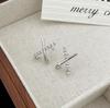 Pendientes de plata S925 para mujer, exquisitos pendientes de perla pequeños, elegantes y de alta calidad, de verano, con sensación cruzada, nuevos.