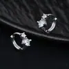 Pendientes de circonita de doble capa para hombre, únicos y de nicho, de lujo ligero con un toque de alta gama, pendientes sencillos y elegantes para mujer, adecuados para ir al trabajo y accesorios versátiles