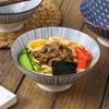 Vajilla de Cerámica Simple con Color Bajo Cubierta Estilo Nórdico de 7 Pulgadas para Hogar, Restaurante, Tazón de Ramen con Sombrero de Bambú, Tazón para Fideos, Tazón para Sopa y Fideos