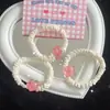 Anel de Cabelo Rosa Pêssego Popular na Internet ins Corda de Cabelo Corda de Coração de Menina Fofa Doce Mori Anel de Intestino Delgado Elástico Versátil