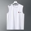 Chaleco de seda de hielo para hombre, moderno, fino, transpirable, de secado rápido, deportivo, de ocio, ancho, con cuello redondo, sin mangas, para verano