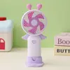 Mini Ventilador Portátil Transfronteiriço para o Verão, Recarregável com Três Velocidades de Vento, Portátil com Base, Luz de Mesa, Mini Ventilador USB
