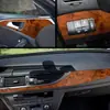 Película de Cambio de Color para Interior de Coche de Gama Alta, Adhesivo de Modificación con Patrón de Madera Brillante y Gorrión, Adhesivo de Renovación de Control Central con Patrón de Madera de Durazno