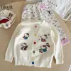 Conjunto de Niña Elegante para Otoño 25 Nuevo Conjunto de Dos Piezas para Bebé Niña Pantalones Anchos Suéter Cárdigan Transfronterizo