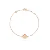 Versión Alta V Oro Pequeño Mini Flor Única Trébol de Cuatro Hojas Pulsera Oro Rosa 18K Cornalina Nácar Blanco Mini Cinco Flores
