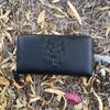 La primera capa de billetera larga de cuero bolsa para teléfono móvil billetera personalizada en relieve clutch de mano para hombre y mujer chico de espíritu social