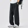 Pantalones casuales de seda de hielo de secado rápido estilo americano para hombre, pantalones finos de verano para hombre 2026, pantalones largos deportivos holgados de pierna recta ancha