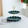 Prato de Frutas Plástico Estilo Europeu Multicamadas Sala de Estar Mesa de Centro Prato de Doces Bandeja de Bolo de Casamento Prateleira de Lanches e Sobremesas de Três Camadas