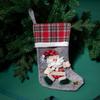 Calcetines Navideños de Tartán Xintean con Diseños de Papá Noel, Muñeco de Nieve, Oso y Copo de Nieve, Tres Tipos de Bolsas de Adorno para Regalos Pequeños de Navidad en Estilo Coreano