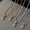 Collar de Cuentas con Colgante de Turquesa Natural y Nácar Accesorios para Mujer Cadena de Suéter Retro Francés Apilable Lujo Accesible