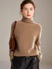 Suéter 100% cachemira pura, suéter de cuello alto grueso de 7 puntos para mujer, abrigo casual de invierno de cachemira completa con manga raglán, capa base de punto