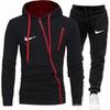 2023 otoño e invierno nuevo suéter jacquard de dos piezas para hombres europeos y americanos, sudadera con capucha de manga larga, camisa deportiva informal, chaqueta