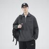Primavera e Outono Novo Masculino Coreano Estilo Carta Bordada Lar Cor Sólida Manga Longa Camisa Polo Casal Trendy Casal Internet Celebrant Mesmo Estilo Top