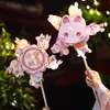 Festival de Mediados de Otoño Molinillo de Viento Giratorio Linterna Portátil para Niños Palo Retorcido Brillante Linterna de Conejo Kit de Manualidades DIY