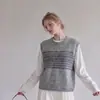 Suéter de Punto Rayado para Mujer, Nuevo Diseño sin Mangas de Cuello Redondo, Top Casual Minimalista Único