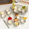 Lindo platito para salsa con mango de caricatura creativa, platito para condimentos de color bajo vidriado, plato para mojar de cerámica particularmente hermoso, platito