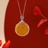Yuebao Jewelry S925 Prata Esterlina Cera de Abelha Retro Guofeng Antigo Padrão de Dragão Auspicioso Pingente Esculpido