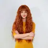 Pelucas de Estilo Europeo y Americano para Mujer, Cabello Largo Rizado Naranja Transfronterizo, Peluca de Onda de Agua Realista y Voluminosa Set