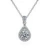 Colar de 1 quilate feminino corrente de clavícula totalmente cravejada de diamantes fornecimento direto de fabricantes lote diamante flash cabelo diamante quadrado de seis garras colar de zircônia