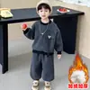Traje de Lana para Niños Otoño e Invierno Nuevo Conjunto de Dos Piezas de Terciopelo Engrosado de Lana para Niños Cálido de Invierno y Resistente al Frío Suave y Moderno