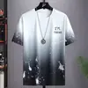 Masculino Seda de Gelo Gradiente 2026 Novo High-End Tendência Verão Roupa Sensação de Gelo Manga Meia Manga Top de Marca Tendência Camiseta de Manga Curta