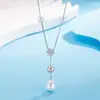 Nuevo Collar de Zirconia Flor Estrellada Perla de Alto Gama Otoño e Invierno para Mujer, Cadena de Suéter de Lujo Ligero Accesorios Gargantilla