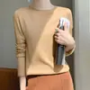 Suéter de malha de lã com gola redonda e punhos, peça básica da primeira linha, pronto para usar, solto, moderno, camisa de base para mulheres, Nova Coleção Outono Inverno 2026